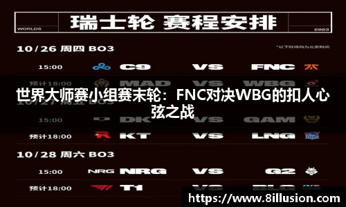 世界大师赛小组赛末轮：FNC对决WBG的扣人心弦之战